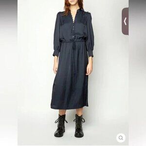 NWT Zadig & Voltaire Relinda Satin Button Front‎ Midi Dress Size Large